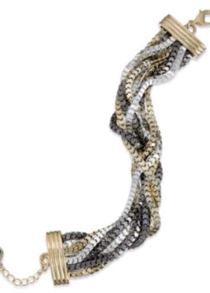 Alfani tri tone box chain Torsade bracelet
